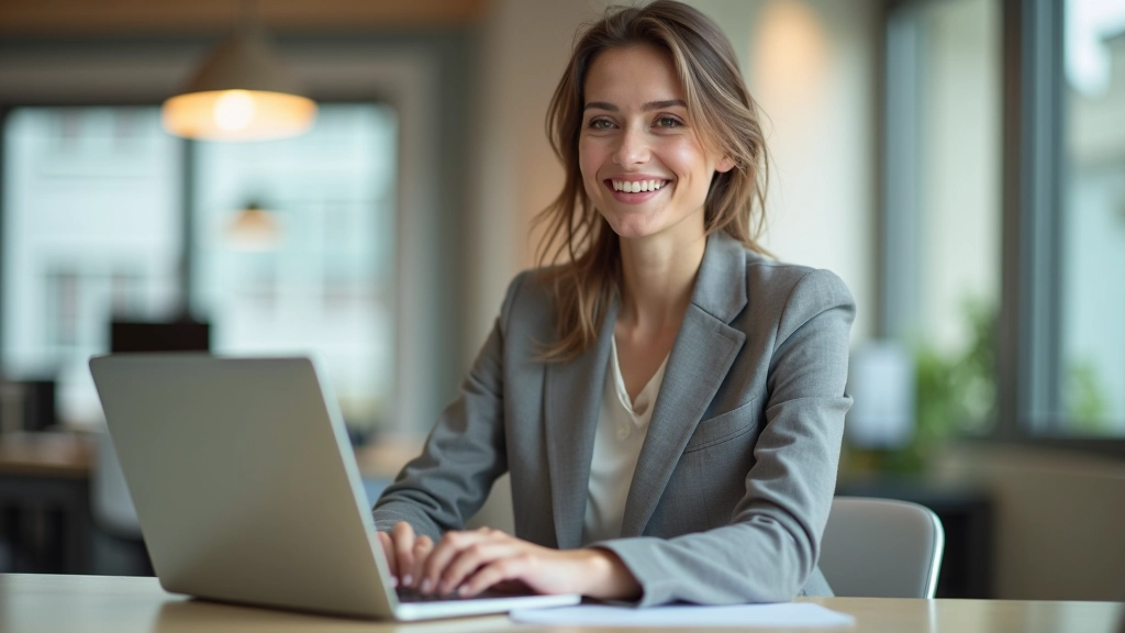 Woman working at desk with laptop and notebook taking notes on financial planning